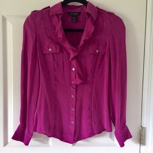 WHBM Silk Pink Button Down Shirt